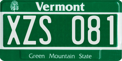 VT license plate XZS081