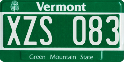 VT license plate XZS083