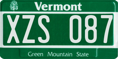 VT license plate XZS087
