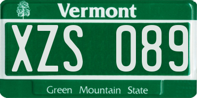 VT license plate XZS089