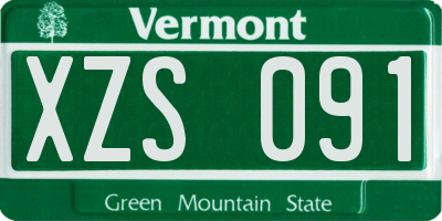 VT license plate XZS091