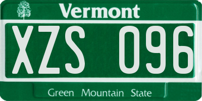 VT license plate XZS096