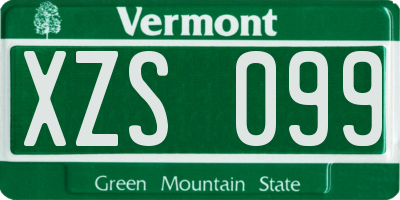 VT license plate XZS099