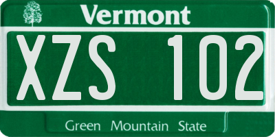 VT license plate XZS102