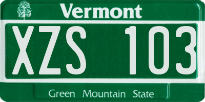 VT license plate XZS103