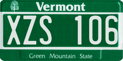 VT license plate XZS106