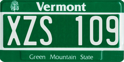 VT license plate XZS109