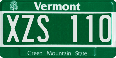VT license plate XZS110
