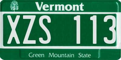 VT license plate XZS113