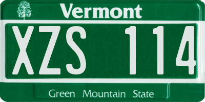 VT license plate XZS114