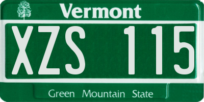 VT license plate XZS115
