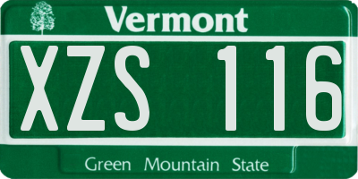 VT license plate XZS116