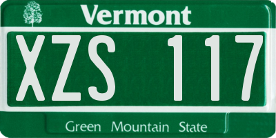 VT license plate XZS117