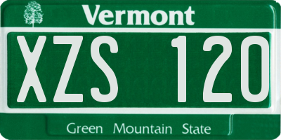 VT license plate XZS120