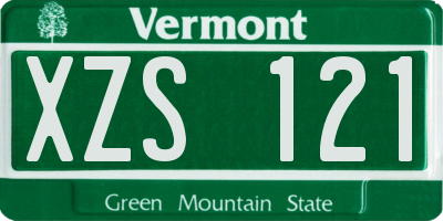 VT license plate XZS121