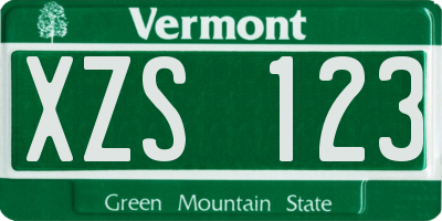 VT license plate XZS123