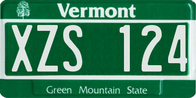 VT license plate XZS124