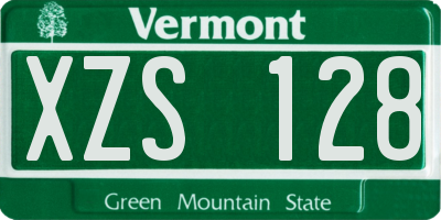 VT license plate XZS128