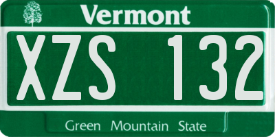 VT license plate XZS132