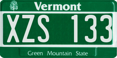 VT license plate XZS133
