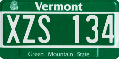 VT license plate XZS134