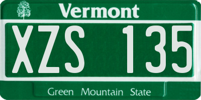 VT license plate XZS135