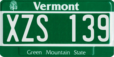 VT license plate XZS139