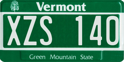 VT license plate XZS140