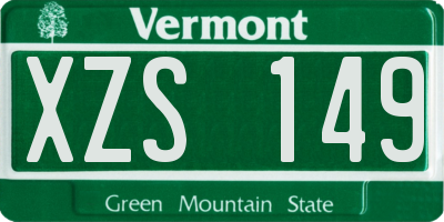 VT license plate XZS149