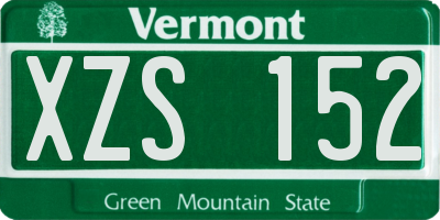 VT license plate XZS152