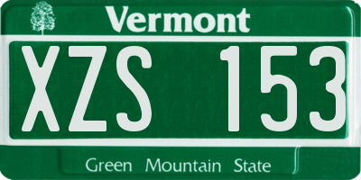 VT license plate XZS153