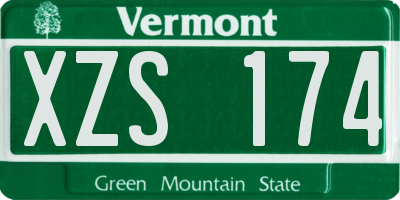 VT license plate XZS174