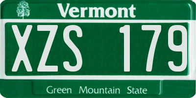 VT license plate XZS179
