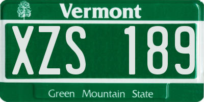 VT license plate XZS189