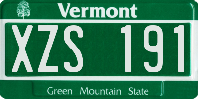 VT license plate XZS191