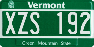 VT license plate XZS192