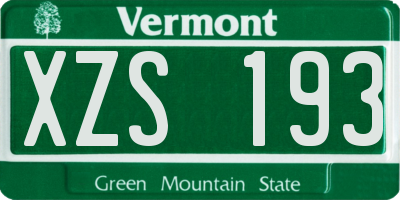 VT license plate XZS193