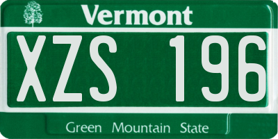VT license plate XZS196