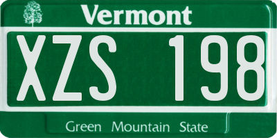 VT license plate XZS198