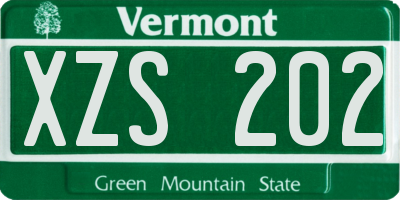 VT license plate XZS202
