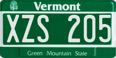 VT license plate XZS205