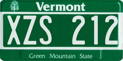 VT license plate XZS212