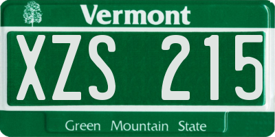 VT license plate XZS215