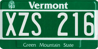 VT license plate XZS216