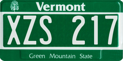 VT license plate XZS217