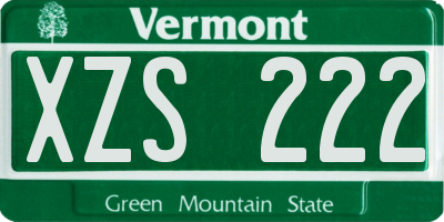 VT license plate XZS222