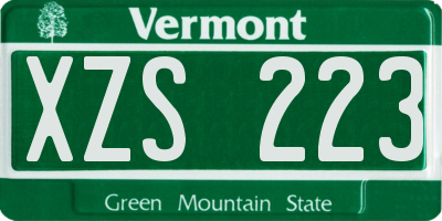 VT license plate XZS223