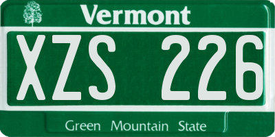 VT license plate XZS226