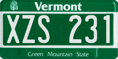 VT license plate XZS231