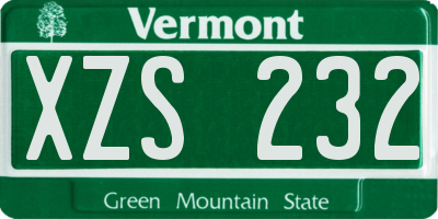 VT license plate XZS232
